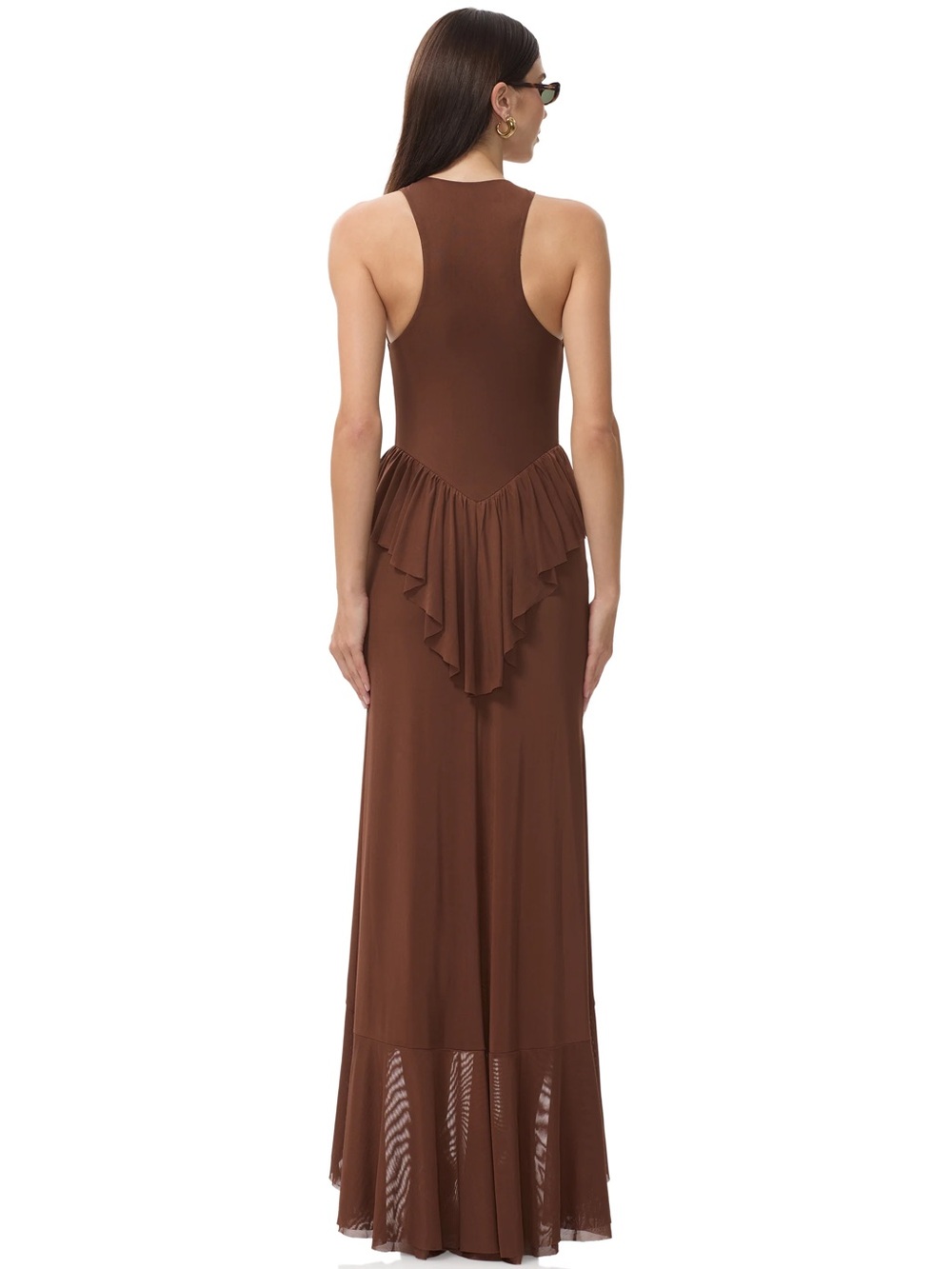 AFRM Brown High-Low Ruffle Maxi Dress - Picture 4 of 4